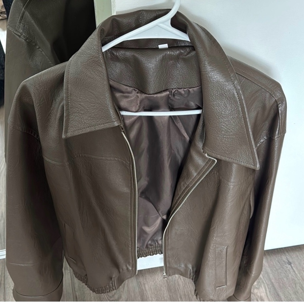Brown Leather Upper Women's Jacket